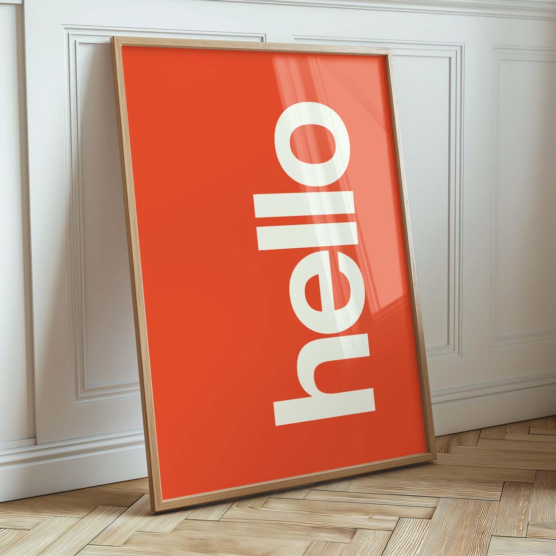 Hello Typography White Type on Red Minimalist Bold Type Wall Art - Image 2