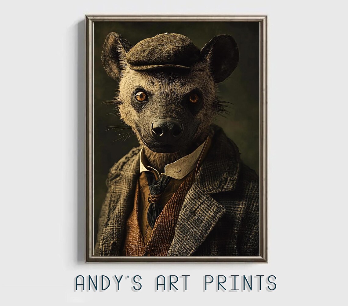 Hyena Funny Painting Wall Art Poster Animal Lover Gift Ideas Art Print Humor Wall Art Decor Man Cave Funny Artwork - Image 2