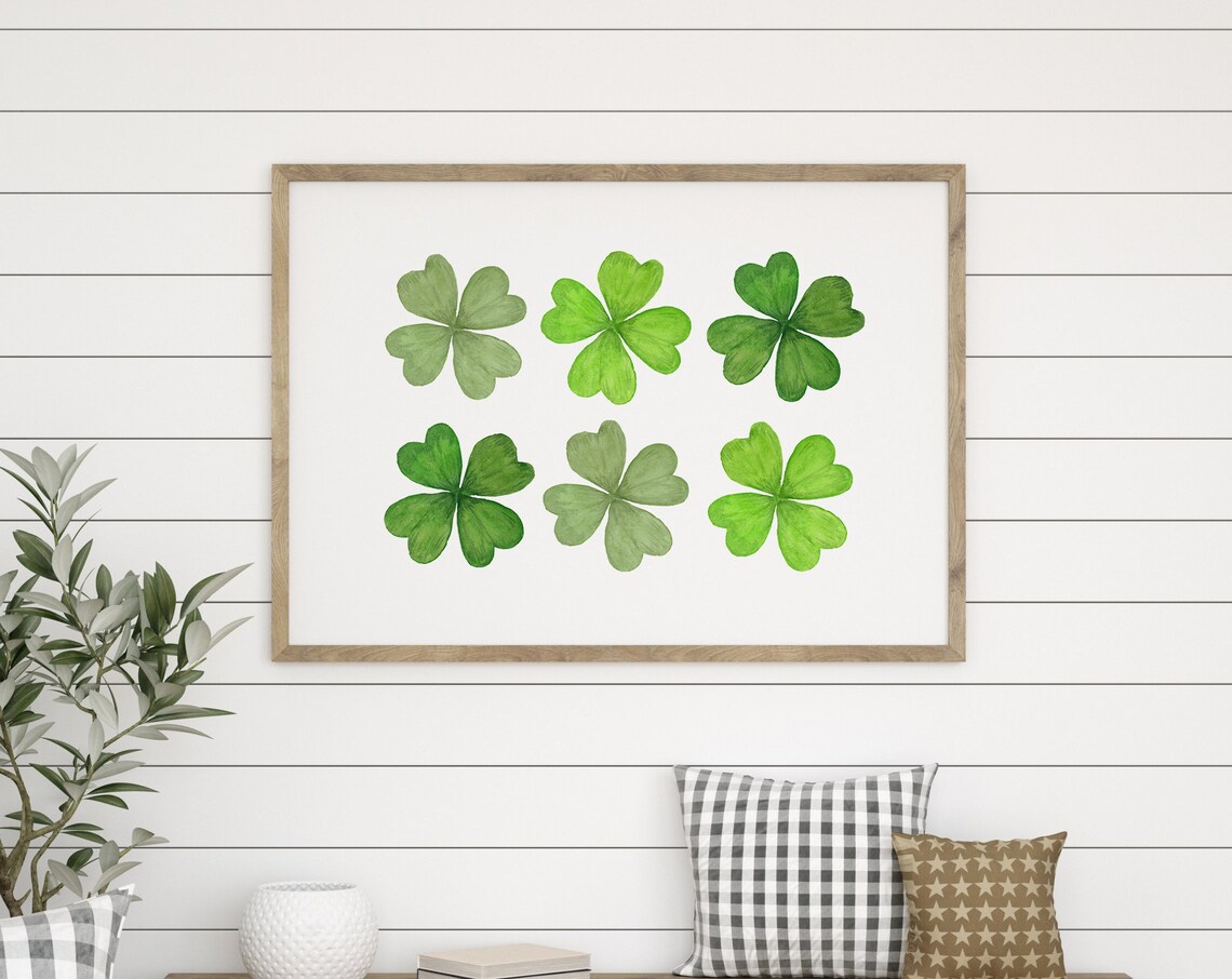 Watercolor Shamrocks Set of Six Lucky Clover St Patricks Poster