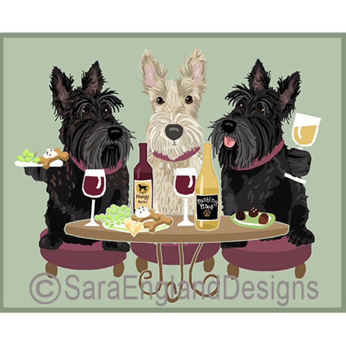 Scottish Terrier Wineing Poster, Dog Humor Art Print