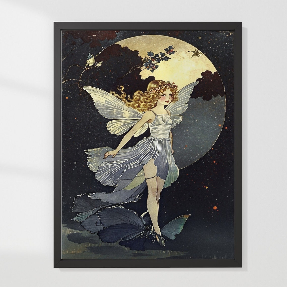 Magical Art Nouveau 1920s Fairy Painting For Childrens Room
