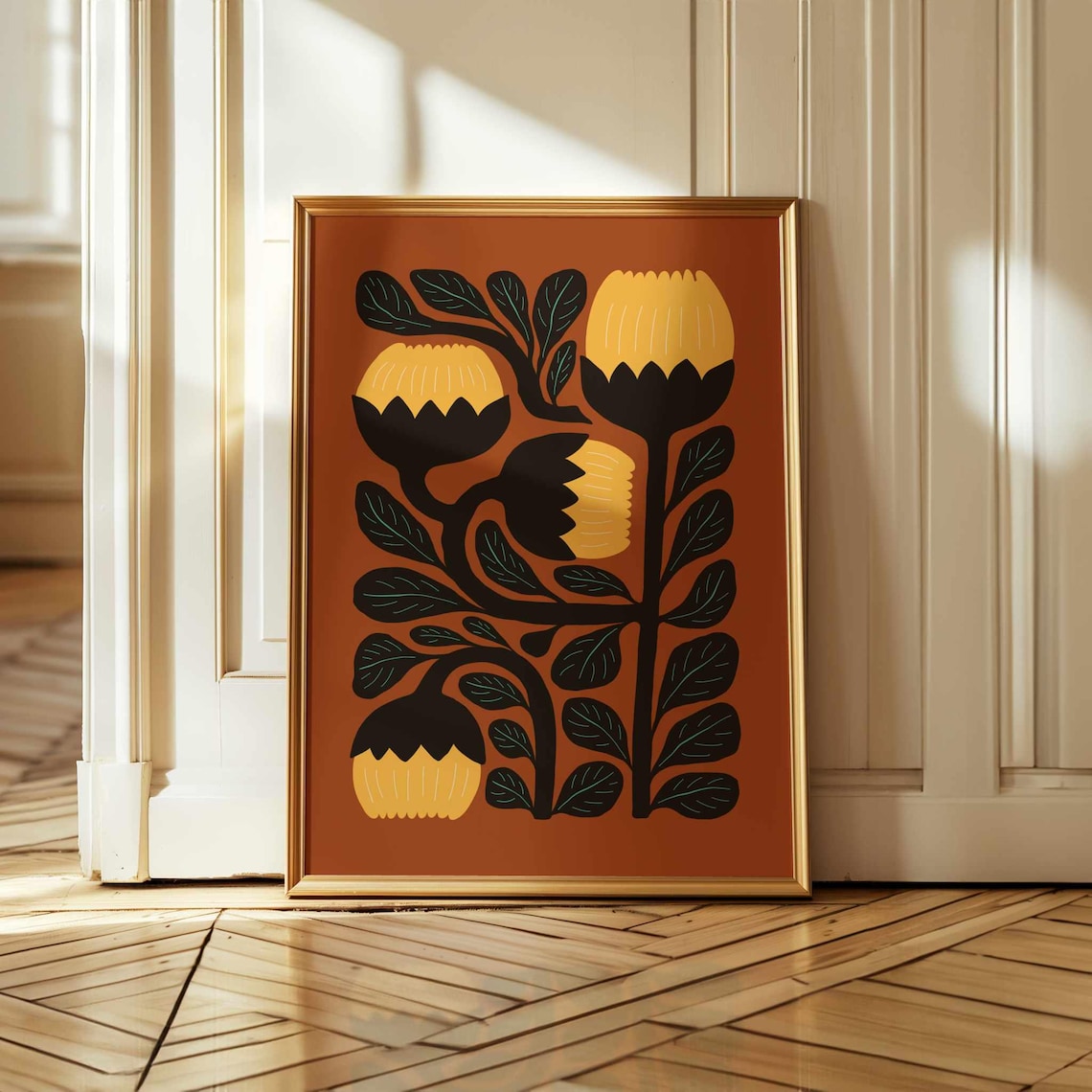 Abstract Flowers 70s Retro Midcentury Modern Art Print