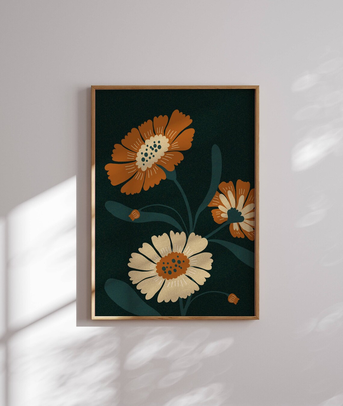 Groovy 70s Flower Poster, Mid-Century Floral Decor