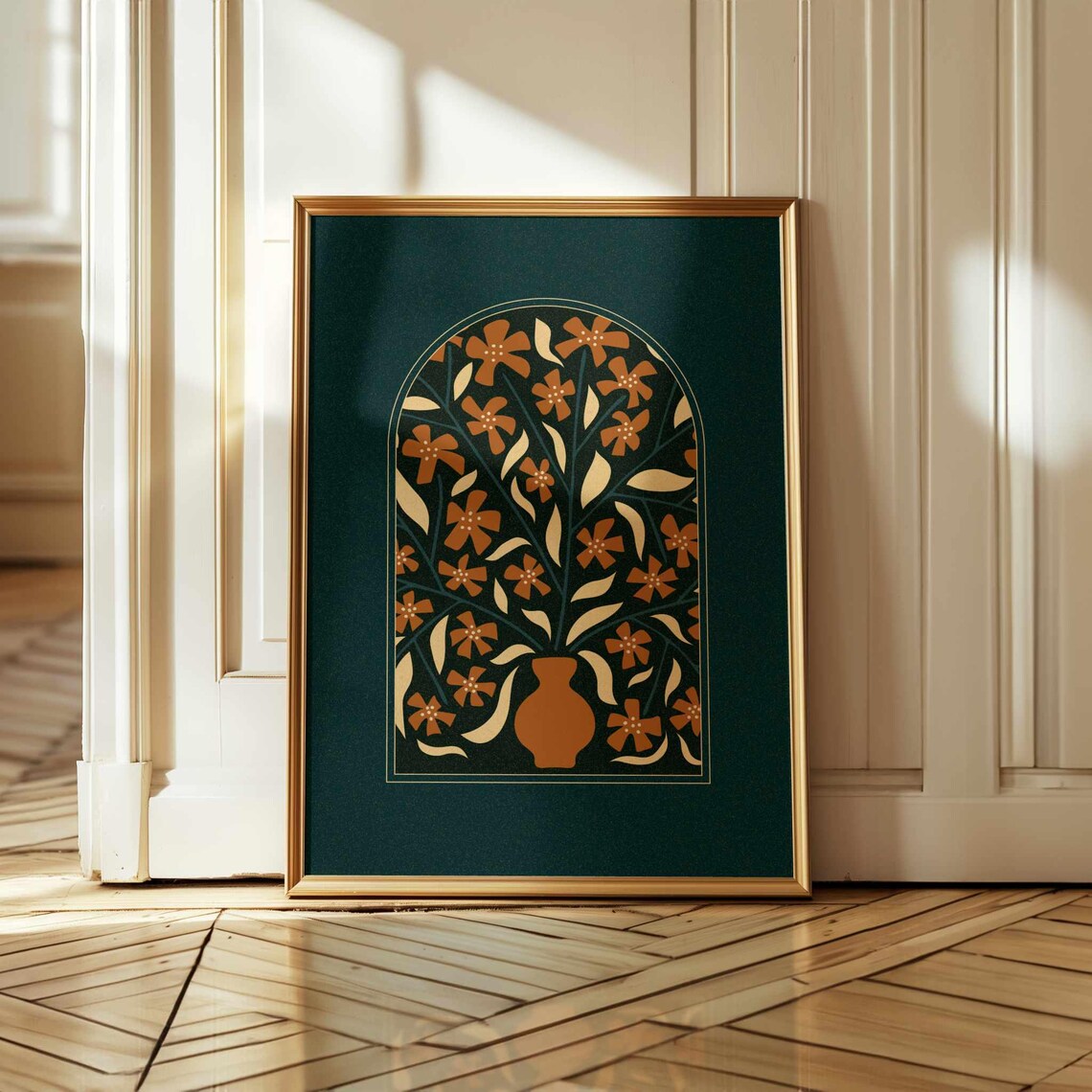 Abstract Cherry Blossoms, 70s Retro Mid-Century Print