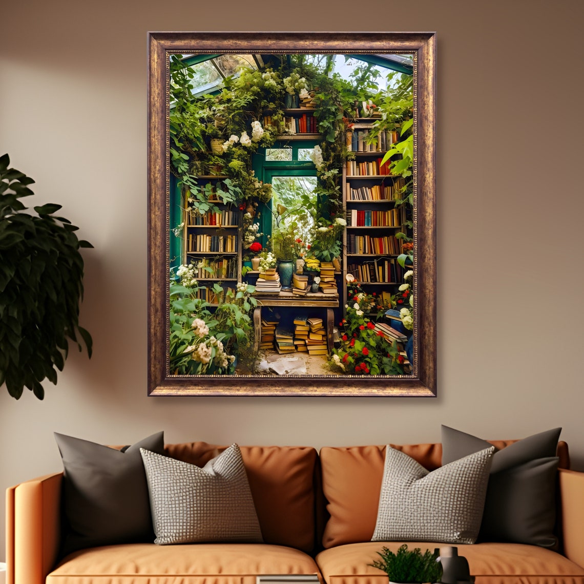 Greenhouse Library Reading Nook Fantasy Art Print - Image 2