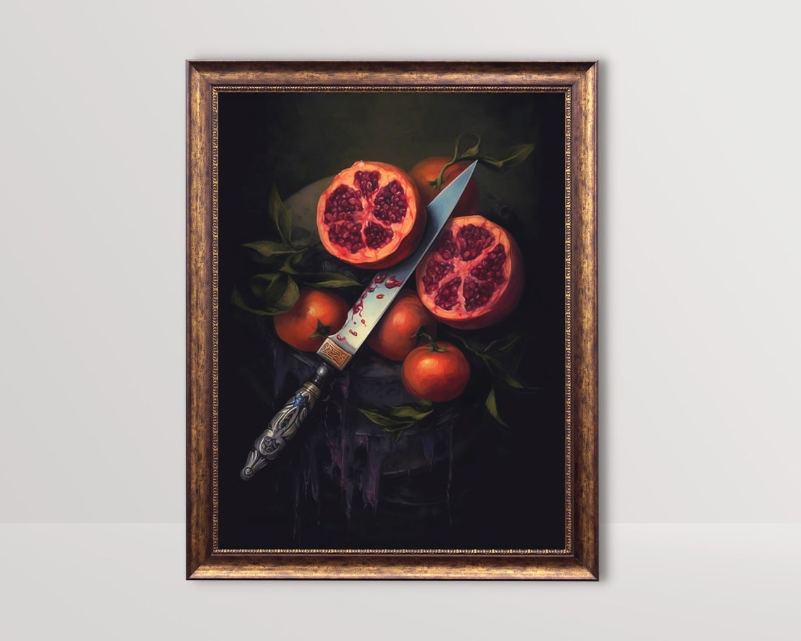 Dagger Sword And Pomegranate Gothic Art Print