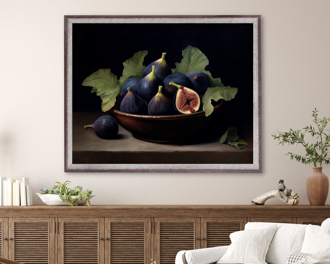 Figs In Bowl, Vintage Gothic Still Life Art Print - Image 2