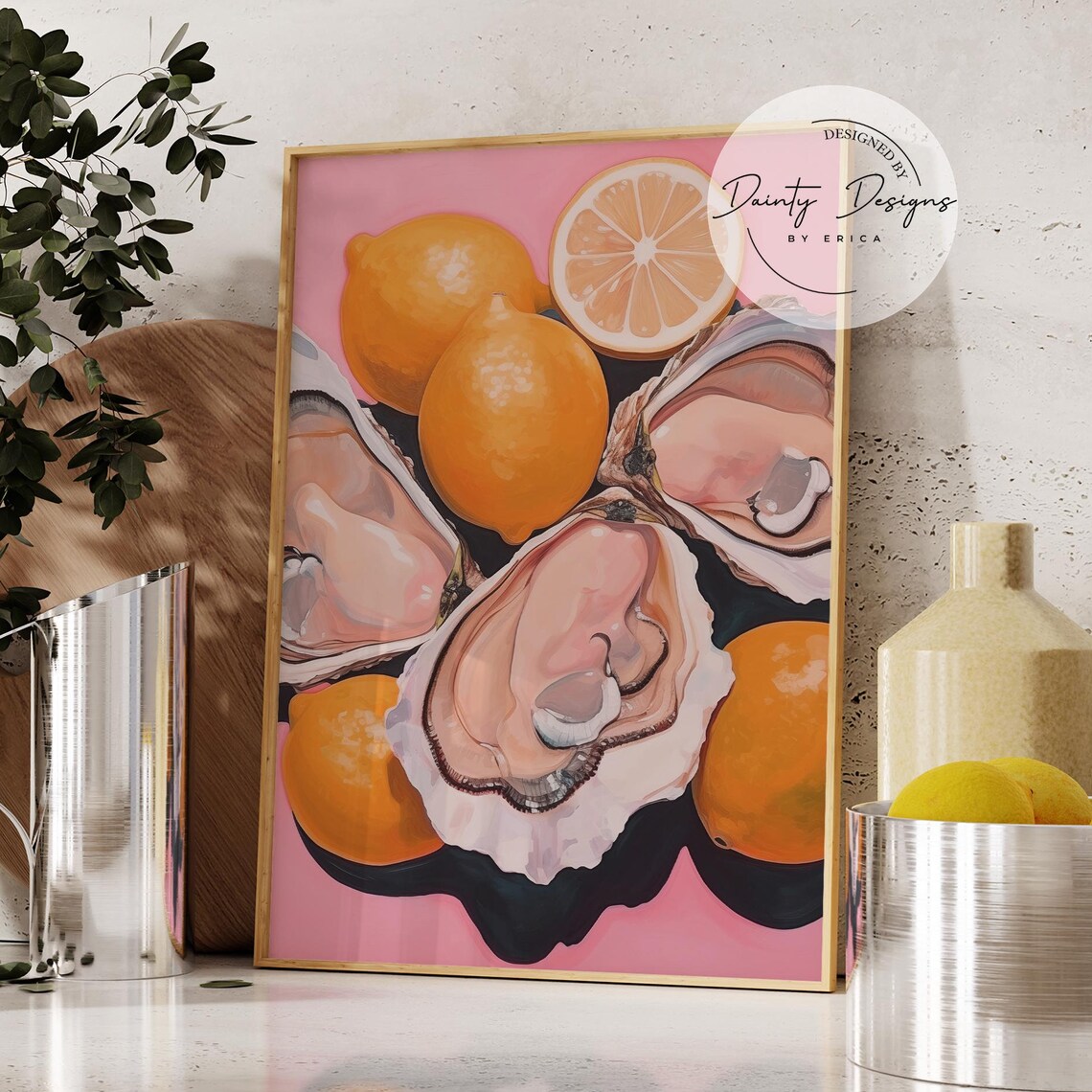 Oysters and Lemons Bold Kitchen Food Painting Pop Art Poster