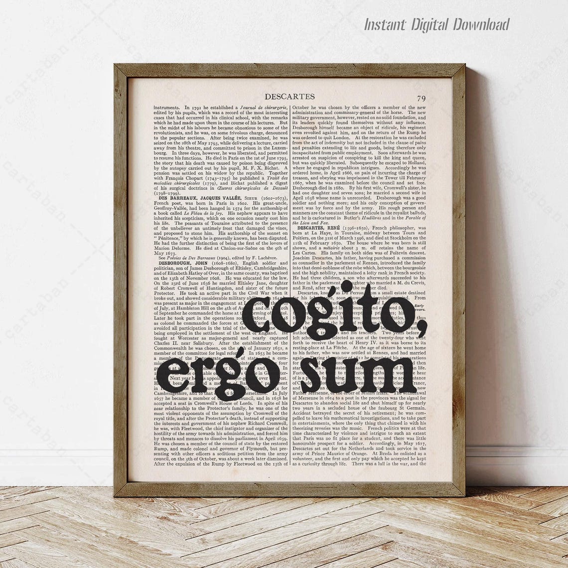 Rene Descartes Cogito Ergo Sum Vintage Dictionary Philosophy Poster