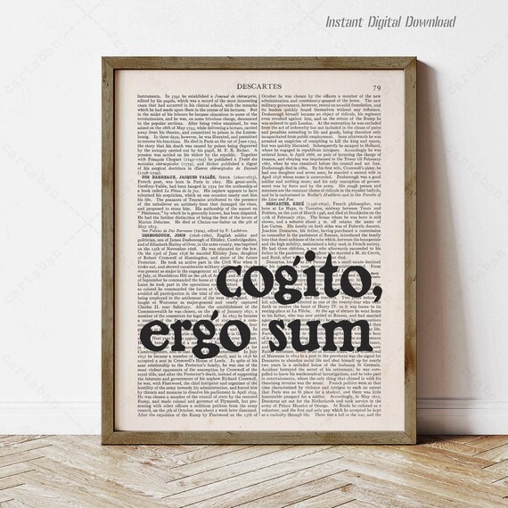 Rene Descartes Cogito Ergo Sum Vintage Dictionary Philosophy Poster