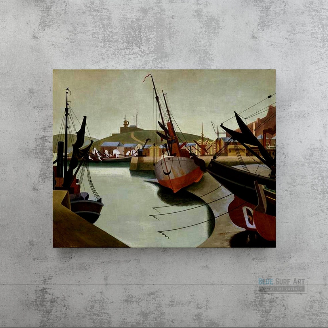 Edward Wadsworth Harbor Ships Calm Water Precisionist Seaside Poster