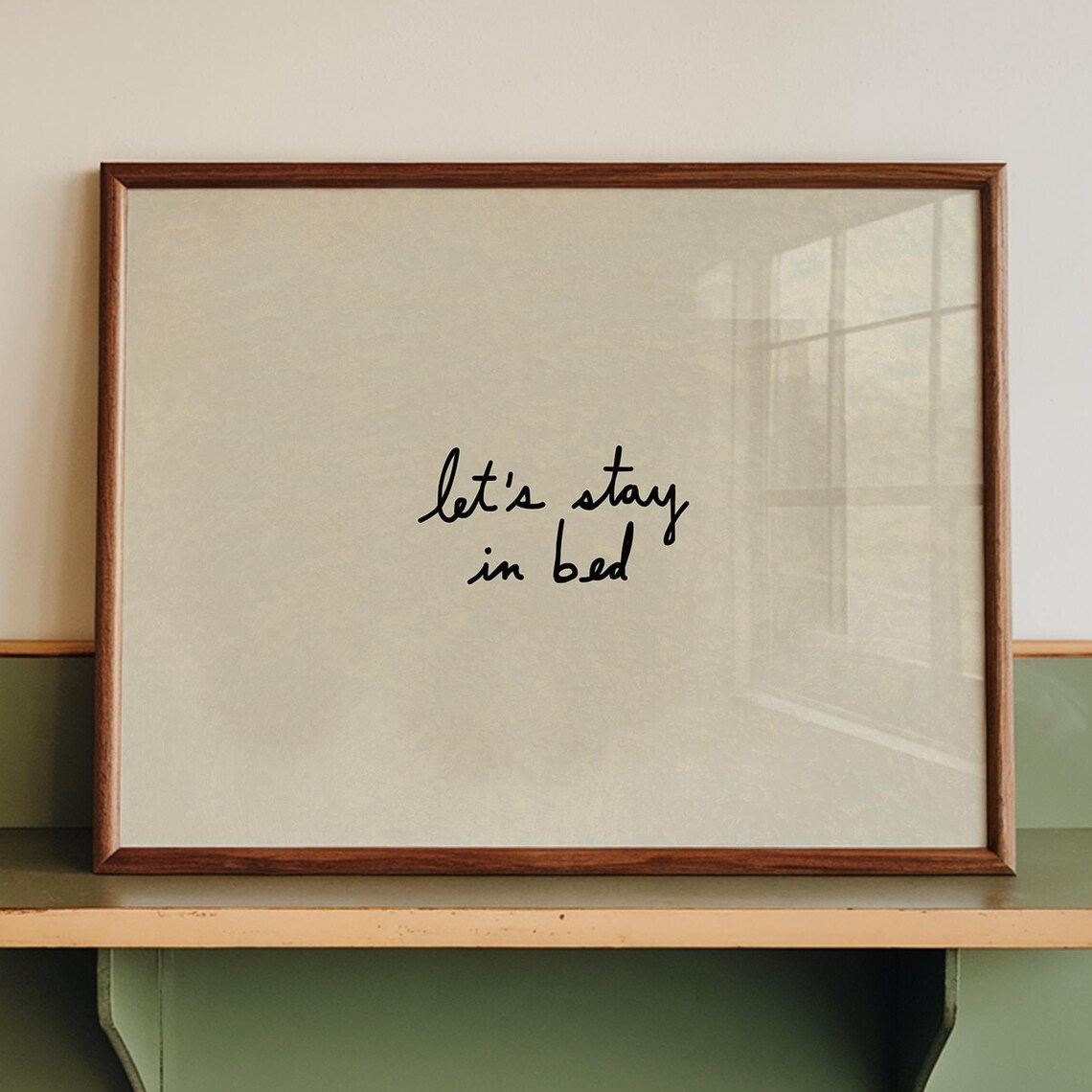 Stay In Bed Handdrawn Typography Poster, Neutral Decor