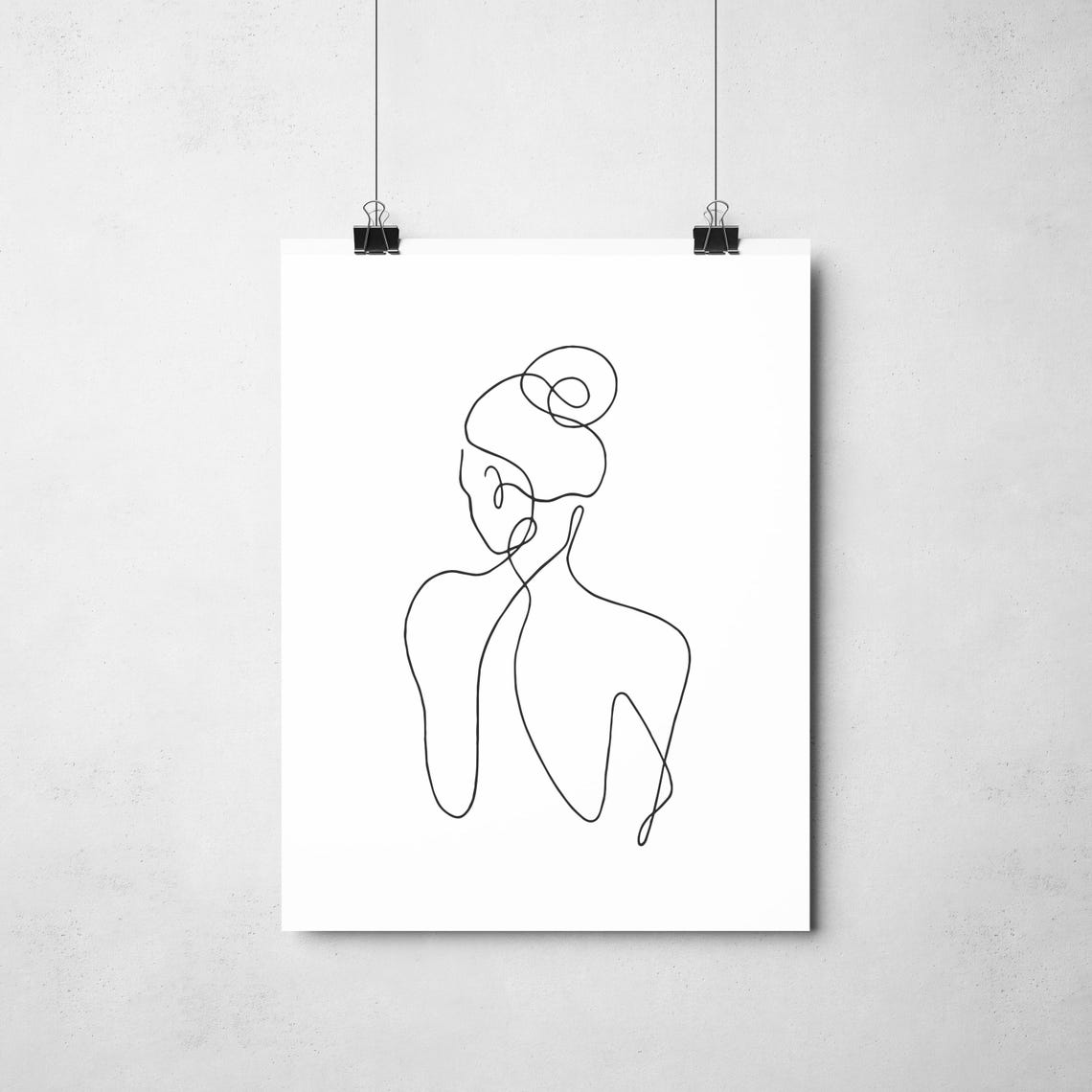 Woman Back Silhouette Elegant Continuous One Line Drawing Poster - Image 2