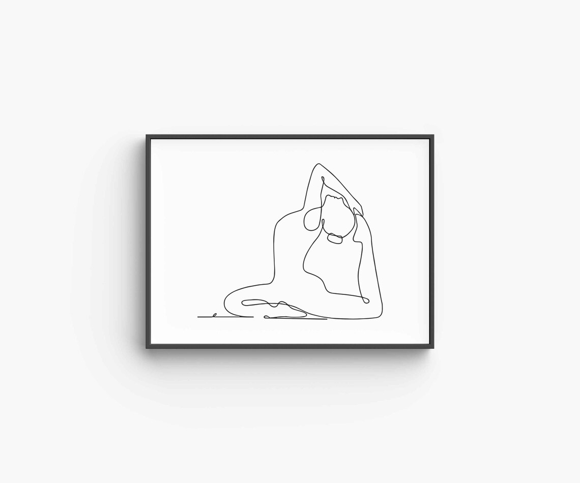 Flexible Woman Yoga Deep Stretch Seated Graceful Pose Line Art Poster - Image 6