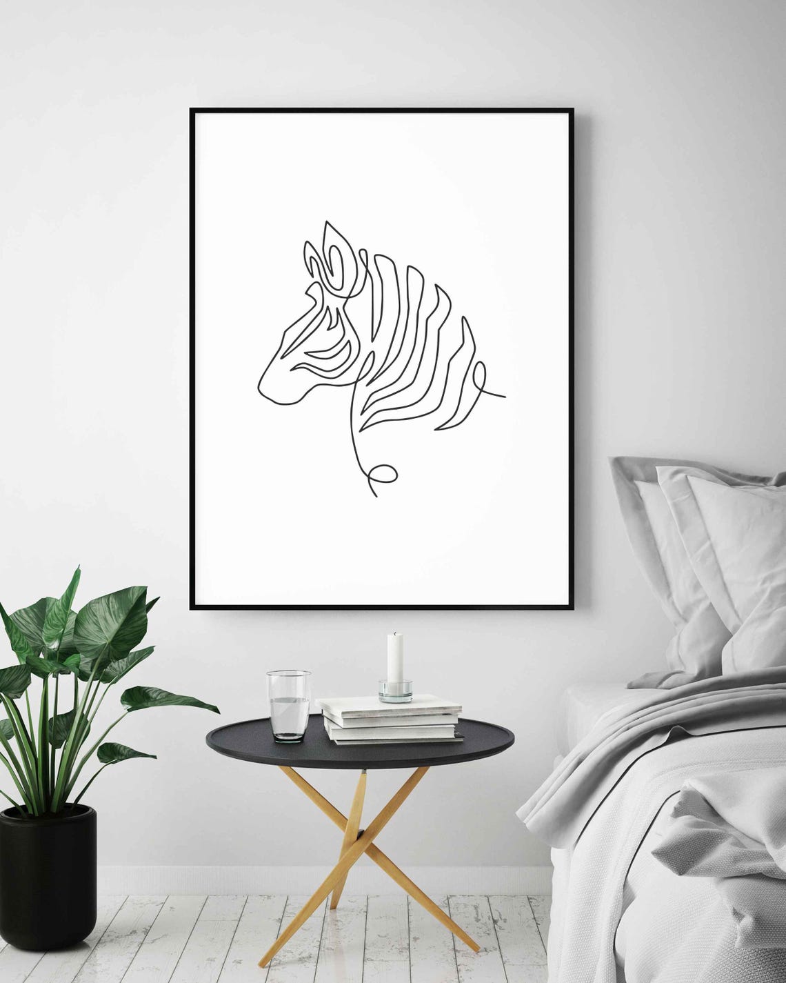 Minimalist Zebra Line Art Safari Animal Print Black White Drawing Modern Wall Decor Wildlife Illustration - Image 5