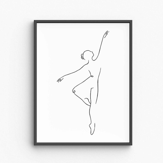 Ballerina Dancer Arabesque Single Line Art Minimalist Poster