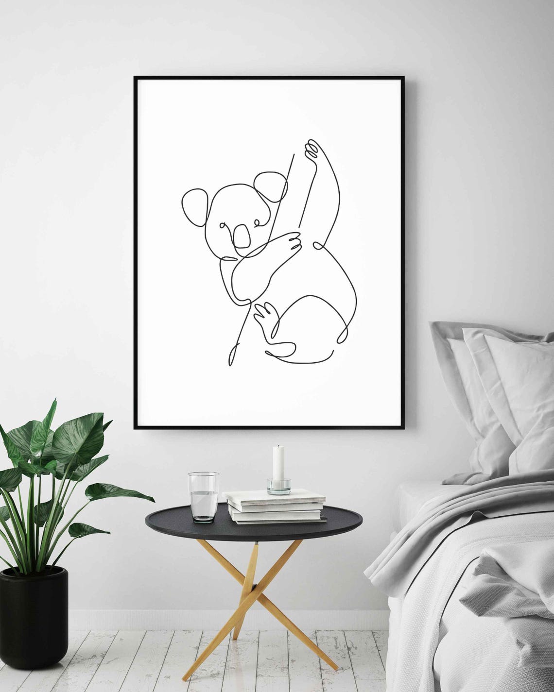 Minimalist Koala Line Art Cute Bear Wall Print Black White Drawing Australian Wildlife Decor Poster - Image 5