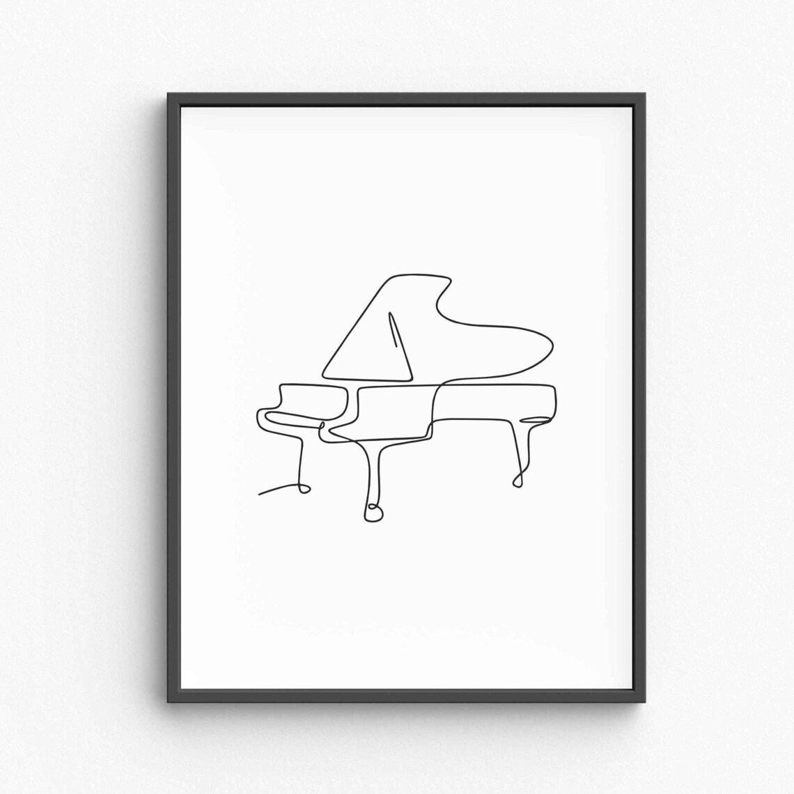 Grand Piano Continuous Line Drawing Classical Music Instrument Decor Wall Poster