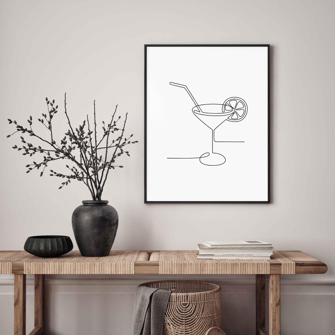 Cocktail Glass Line Art Martini Lemon One Line Drawing Decor Poster - Image 5