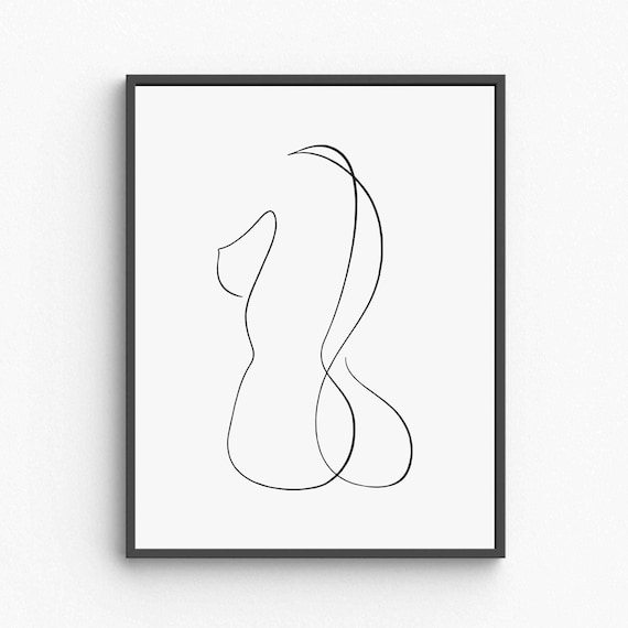 Abstract Nude Female Line Art Minimal Body Curves Modern Art Poster
