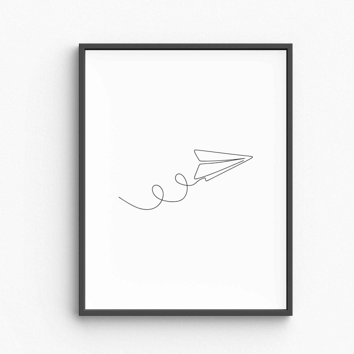 Paper Plane Line Art Flying Trail One Line Drawing Travel Poster