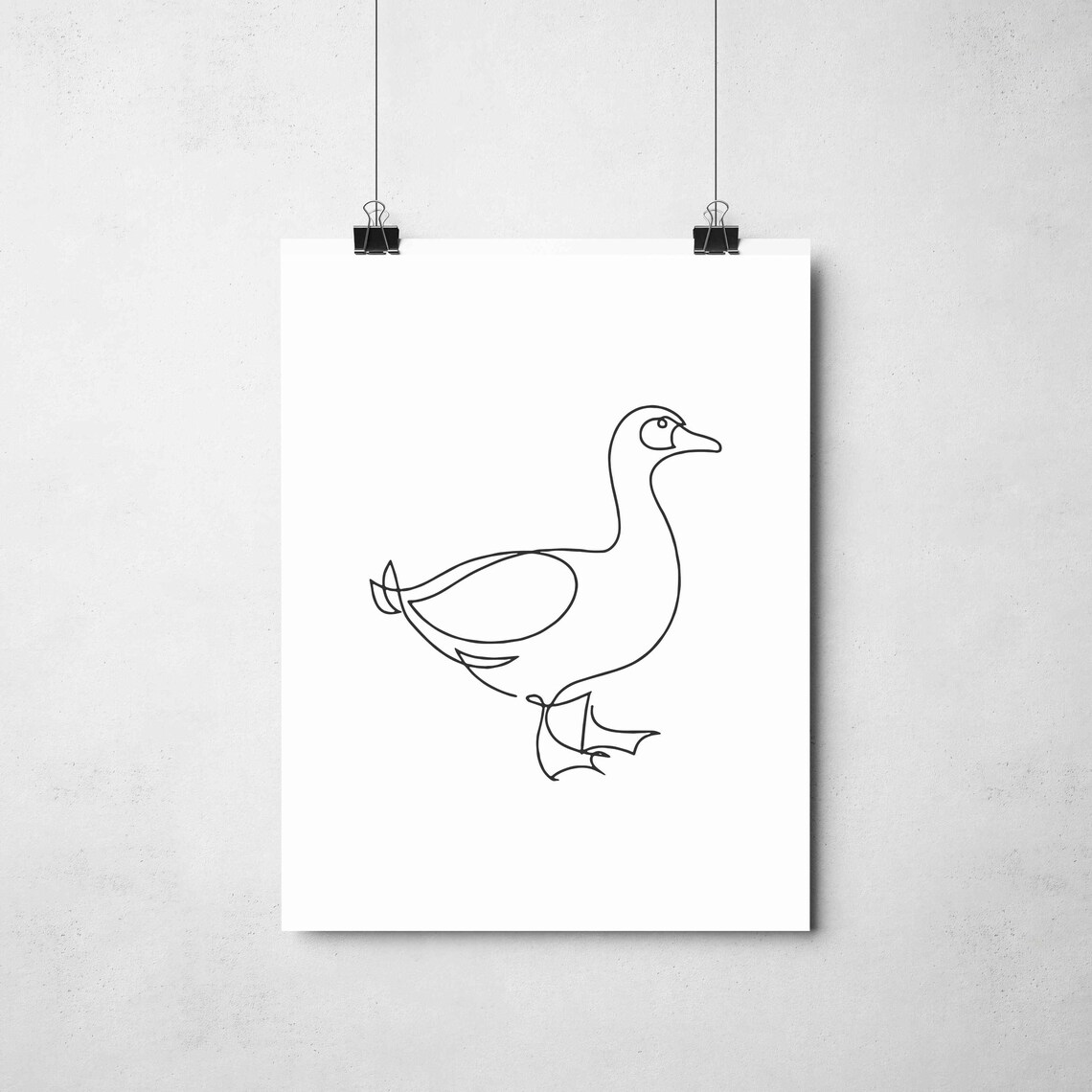 Duck Walking Line Art Drawing Minimalist Waterfowl Bird Poster - Image 2