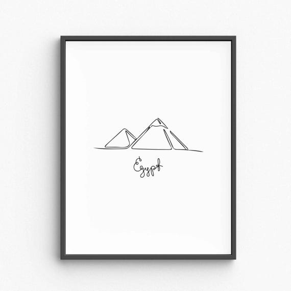 Egypt Line Art Minimalist Egyptian Print Ancient Poster Pyramid Wall Pharaoh Silhouette