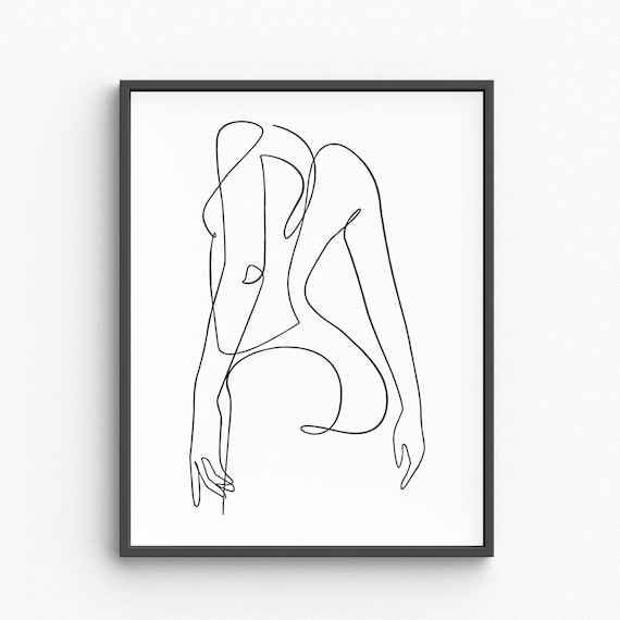 Nude Woman Torso Abstract Minimalist Continuous Line Art Poster