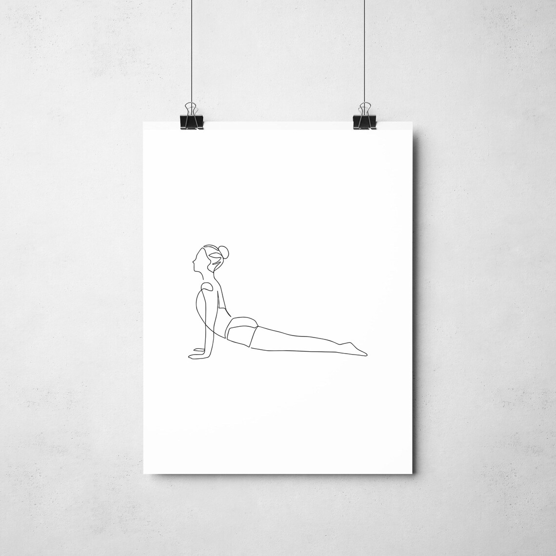 Woman In Cobra Yoga Pose Single Line Drawing Wellness Minimalist Poster - Image 2