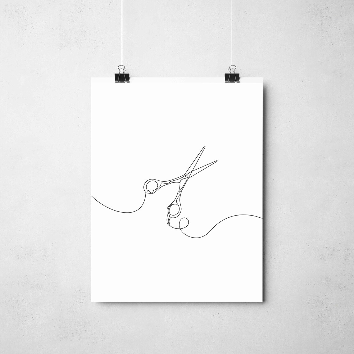 Minimalist Scissors Line Art, Modern Office Decor - Image 2