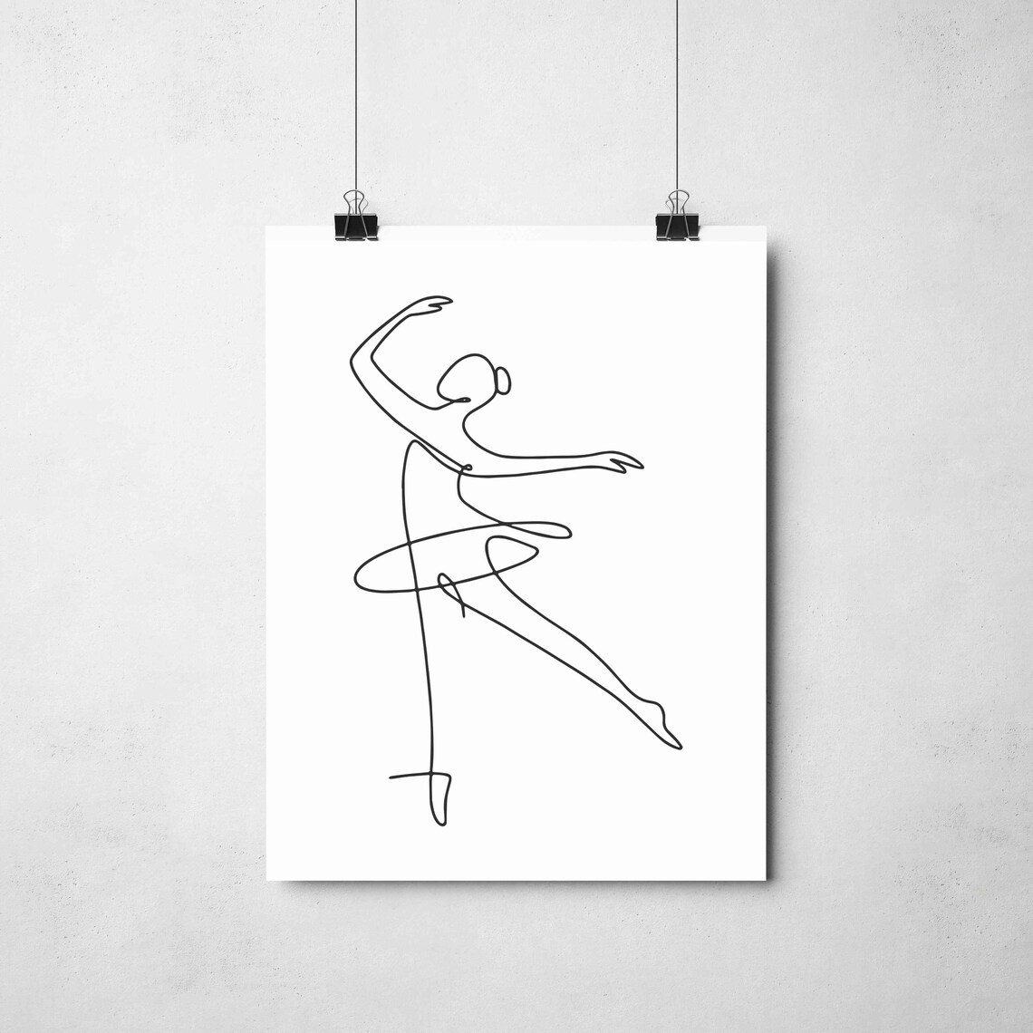 Ballet Dancer Graceful Arabesque Pose Single Line Drawing Dance Studio Poster - Image 2