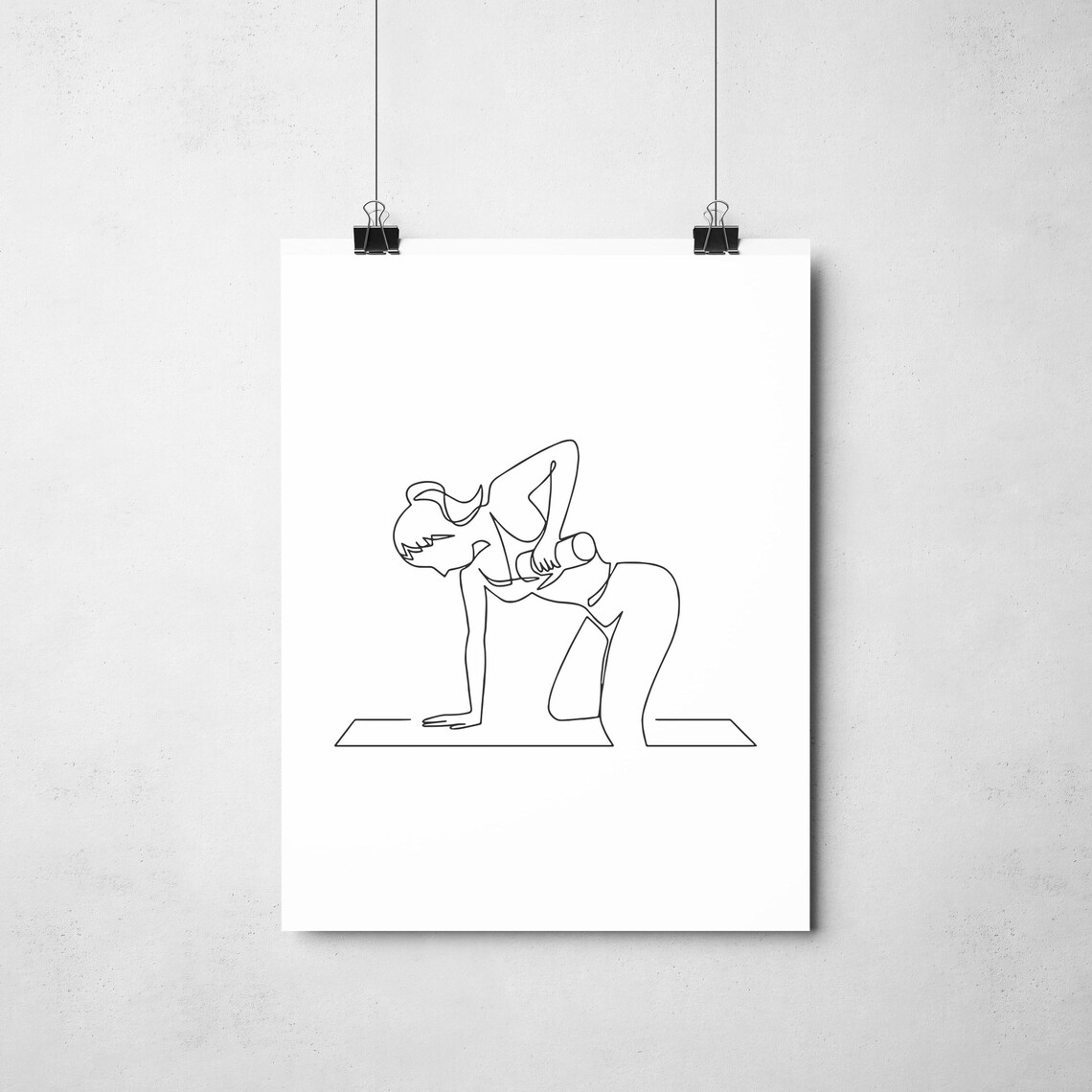 Woman Strength Training Dumbbell Workout Fitness Line Art Poster - Image 2