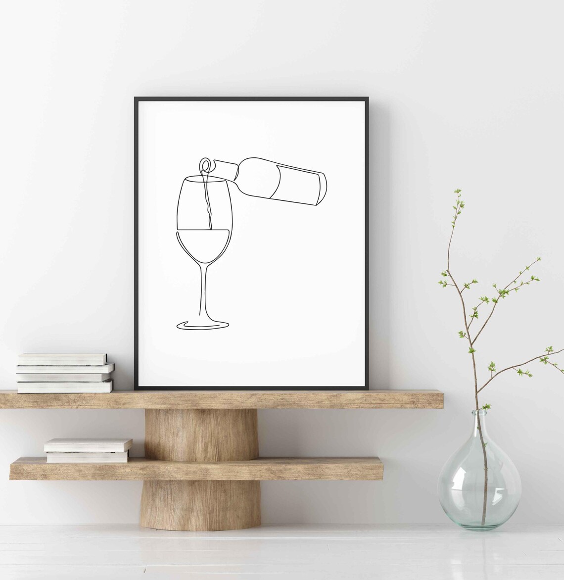Wine Bottle Pouring Glass Continuous Line Drawing Kitchen Bar Wall Decor Poster - Image 4
