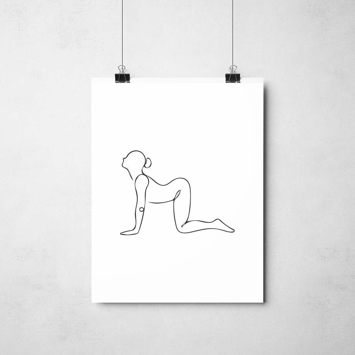 Yoga Tabletop Pose Graceful Woman Deep Stretch Line Art Poster - Image 2