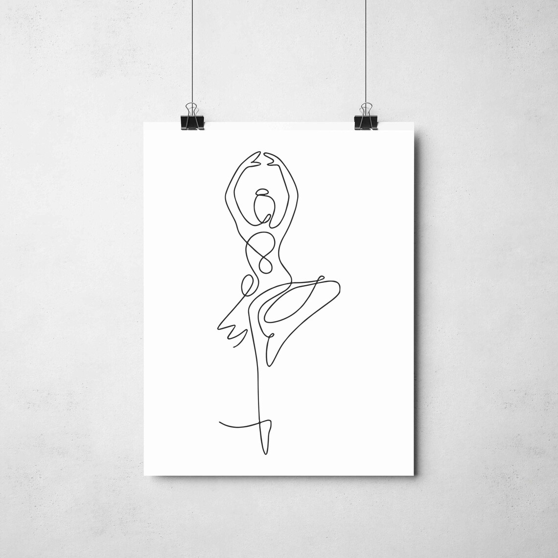 Ballerina Attitude Pose Line Art Elegant Ballet Dancer Minimalist Poster - Image 2