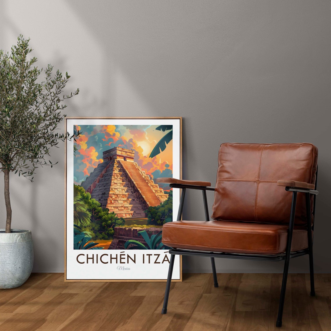 Chichen Itza Mexico Mayan Pyramid Sunset Ancient Wonder Poster