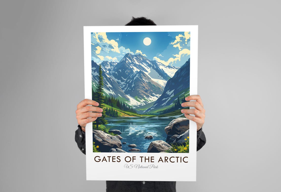 Gates Of The Arctic National Park Alaska Peaks Vintage Travel Poster - Image 3