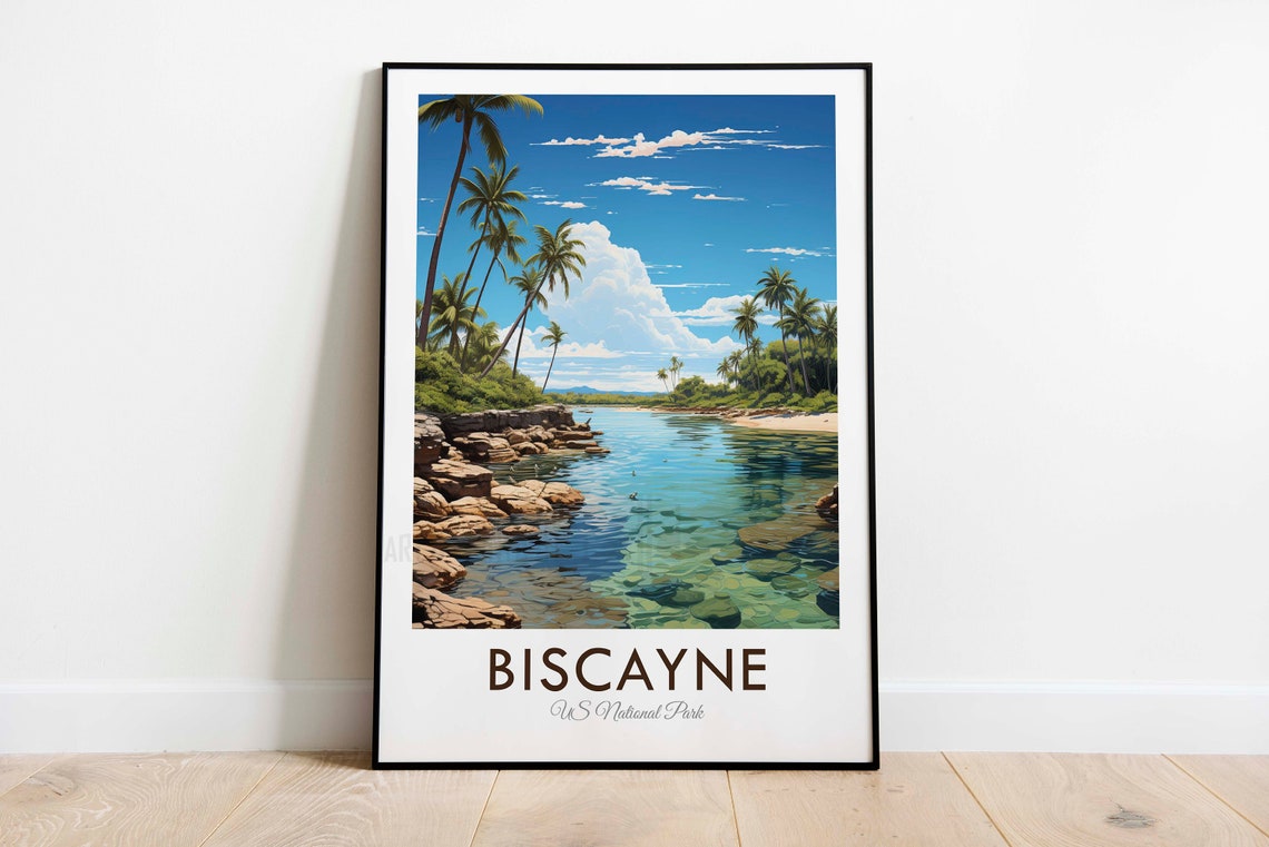 Biscayne US National Park Palm Rocky Shore Tropical Water Poster - Image 3