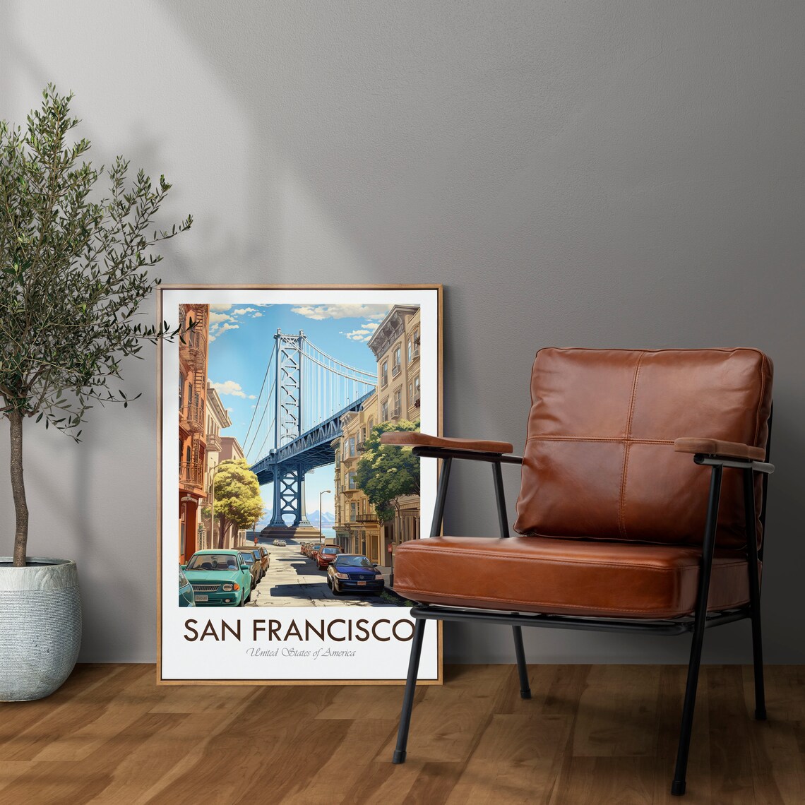 San Francisco Bay Bridge, Vintage Travel Poster - Image 2