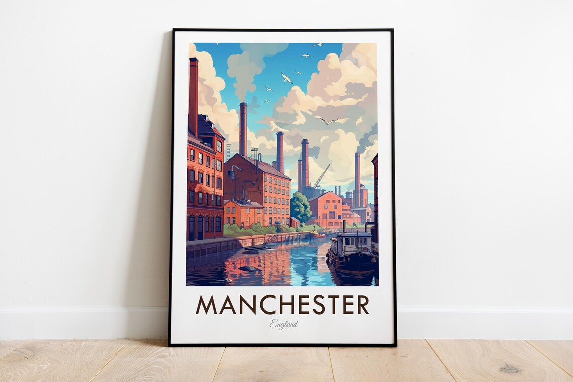 Manchester Industrial Heritage Ship Canal Travel Poster