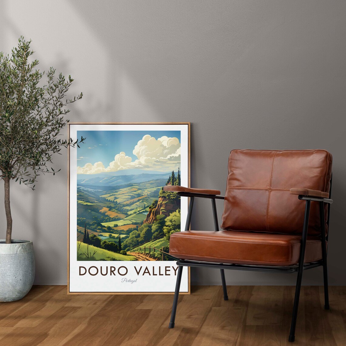 Douro Valley Portugal Terraced Vineyard Hills Landscape Poster