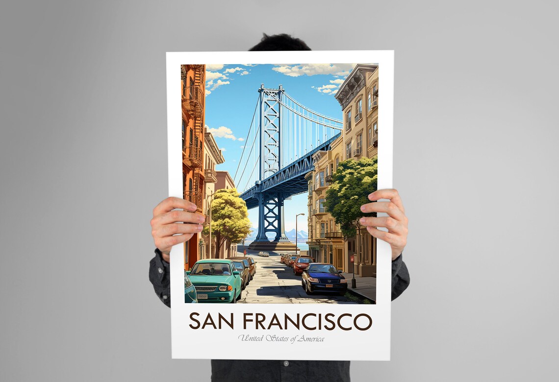 San Francisco Bay Bridge, Vintage Travel Poster - Image 3