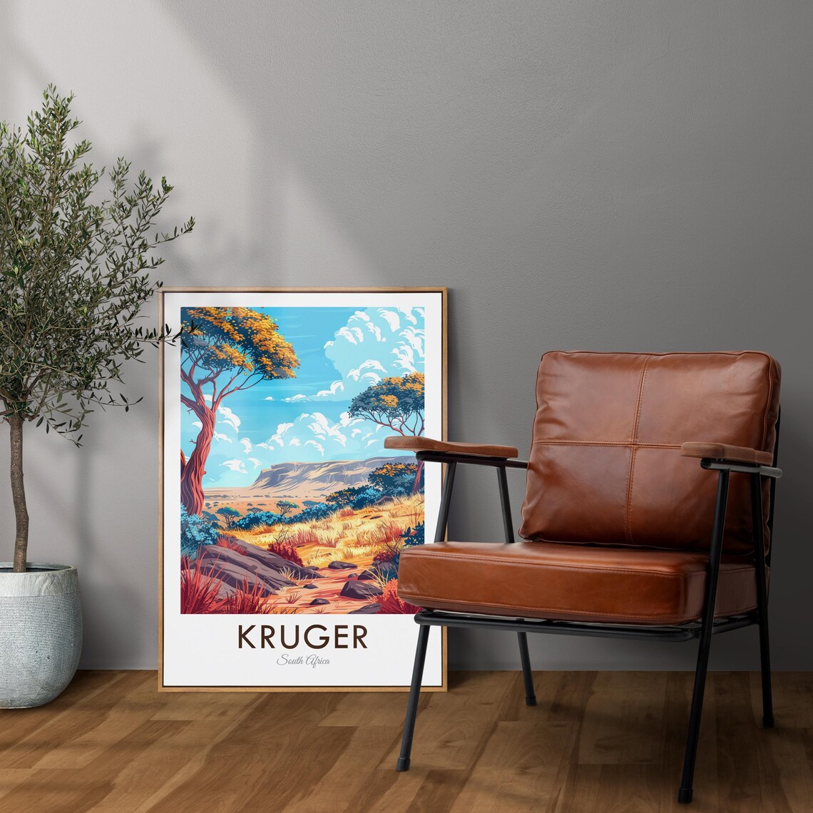 Kruger South Africa Vintage Acacia Savanna Landscape Scenic Travel Poster - Image 2