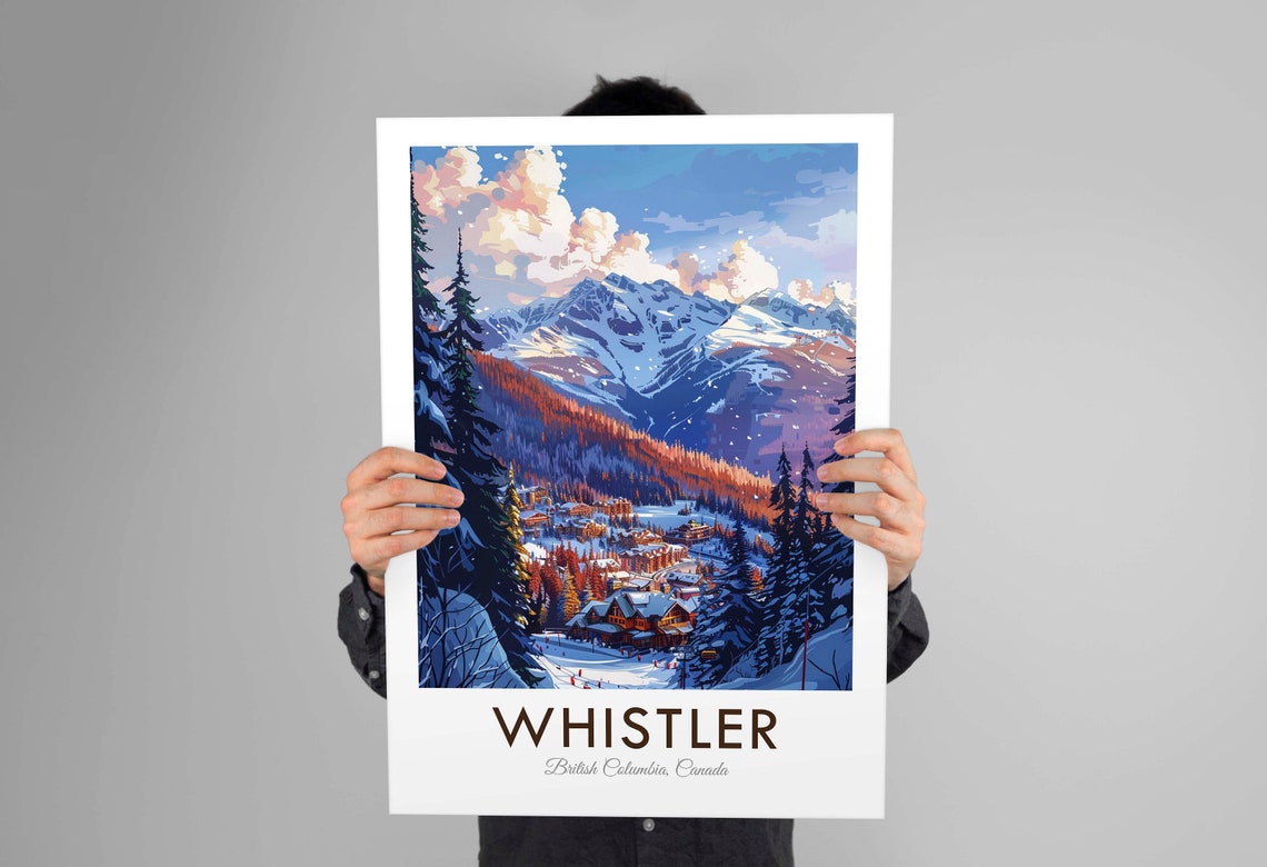 Whistler British Columbia Canada Ski Village Snowy Peaks Poster - Image 2