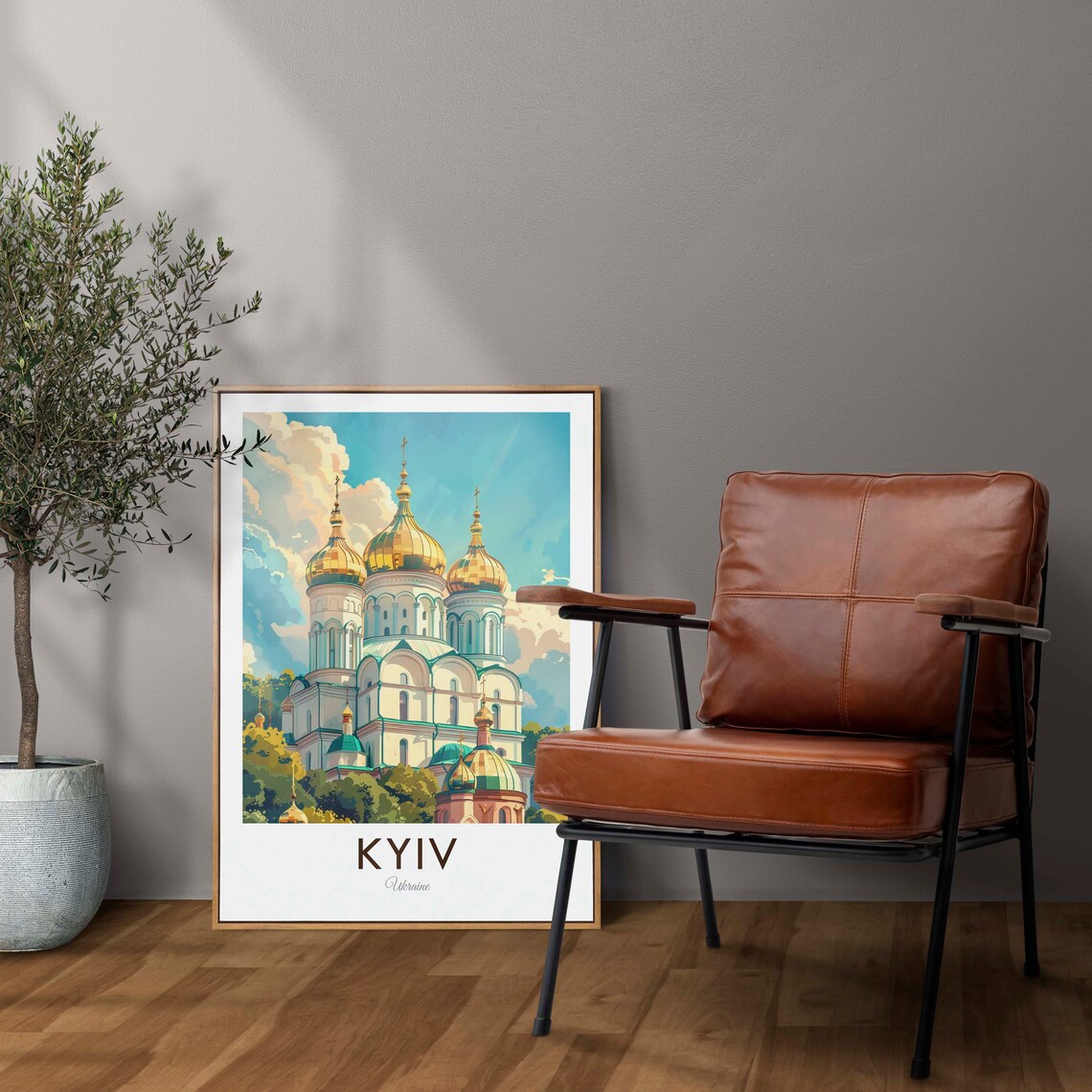 Kyiv Ukraine Golden Dome Cathedral White Towers City View Poster