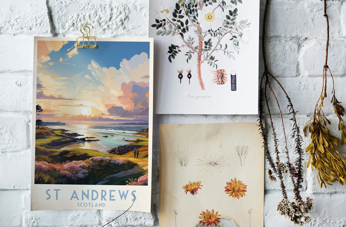 St Andrews Golf Course Print Scotland Golf Poster Home Decor Retro Wall Art Wedding Gift Birthday Gift Print - Image 3