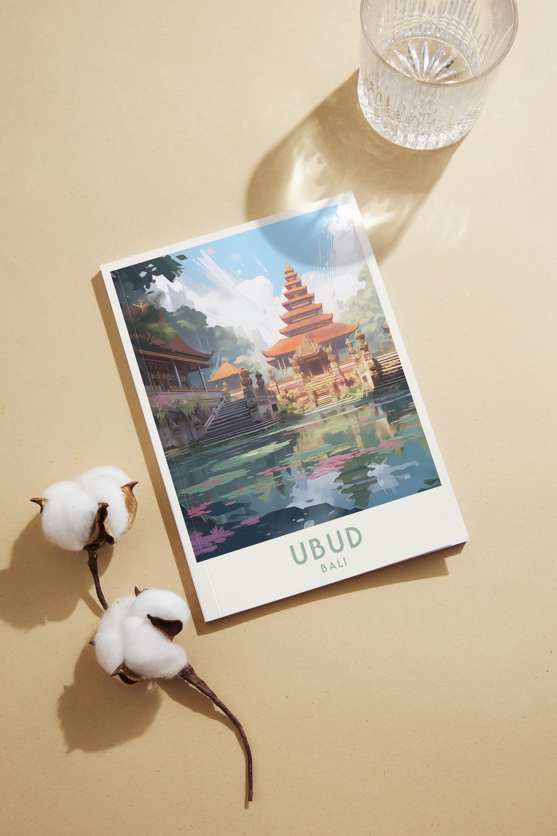 Ubud Bali Balinese Temple Lotus Pond Lush Jungle Serenity Poster - Image 2