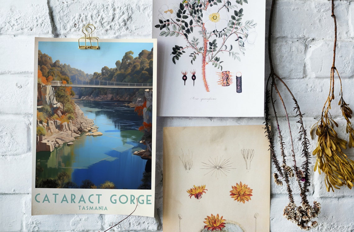 Cataract Gorge Tasmania Suspension Bridge River Travel Poster - Image 4