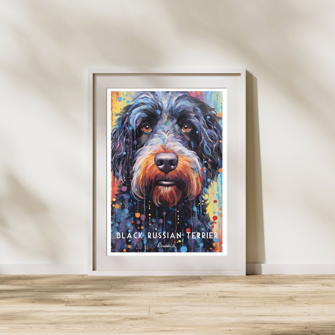 Black Russian Terrier Russia Colorful Pop Art Dog Breed Poster - Image 2