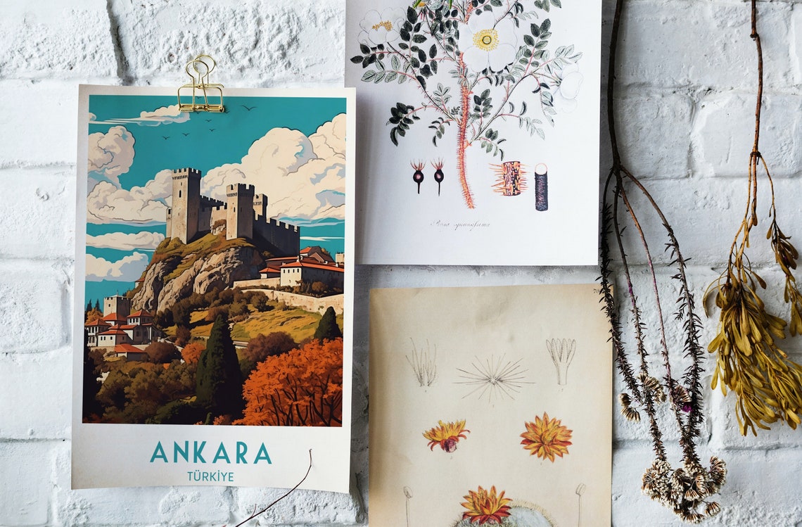 Ankara Turkiye Historic Castle Hilltop Autumn Skyline Travel Poster - Image 3